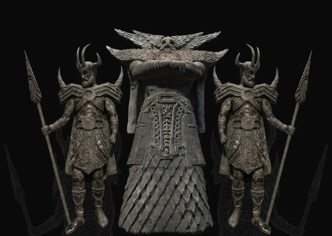 Odin and Loki fantasy character sculptures by Solmaz Hadavand